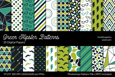 Green Hipster Digital Papers