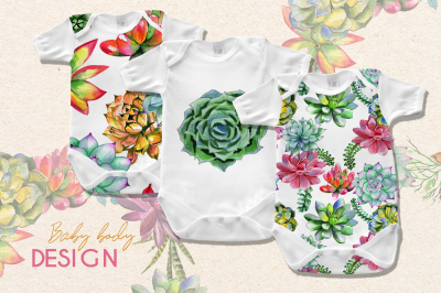 Succulent plant PNG watercolor set