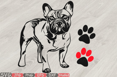 French bulldog Silhouette SVG cut layer cute Dog paw Family Pet 817S
