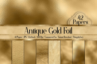 42 Antique Gold Foil Papers