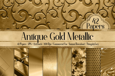 42 Antique Gold Metallic Texture Papers