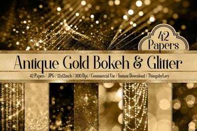 42 Antique Gold Bokeh and Glitter Texture Papers