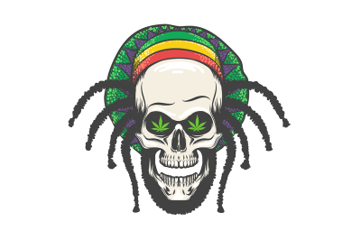 Rastaman Skull Illustration