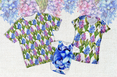 Colorful hyacinth PNG watercolor set