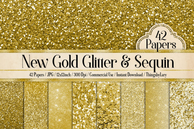 42 New Gold Glitter and Sequin Papers
