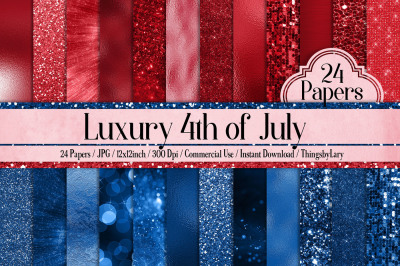 24 Independence Day Glitter Foil Metallic Sequin Papers