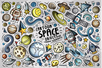 Space Cartoon Objects Set