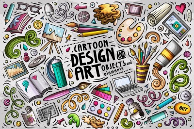 Design &amp; Art Cartoon Objects Set