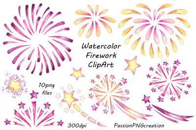 Watercolor Firework Clipart