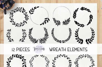 Hand drawn wreath clipart set - doodle wreath clipart, wreath elements