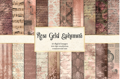 Rose Gold Ephemera Digital Paper