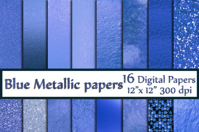 Blue Metallic digital papers,BLUE GLITTER PAPERS