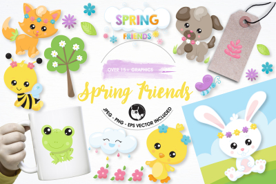 Spring friends graphics and illustrations