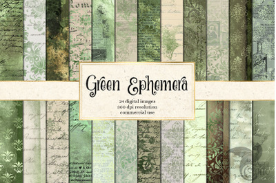 Green Ephemera digital paper textures