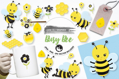 Busy bee graphics and illustrations