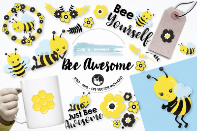 Bee awesome graphics and illustrations