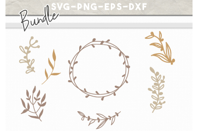 floral svg bundle&2C; handdrawn wreath svg&2C; floral clipart