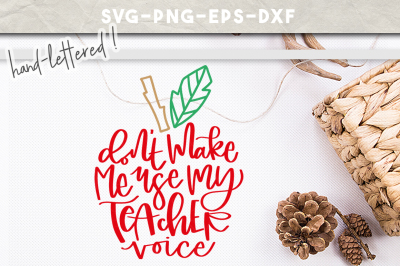 dont make me use my teacher voice svg, teacher apple handlettering