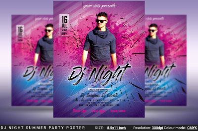 DJ Night Summer Party Flyer Poster