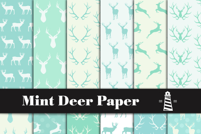 Mint Deer Digital Paper