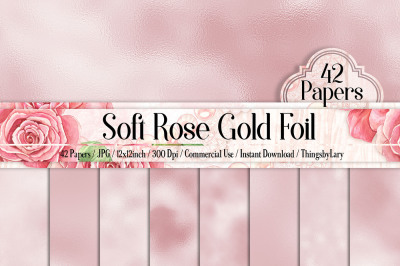 42 Soft Rose Gold Foil Texture Papers
