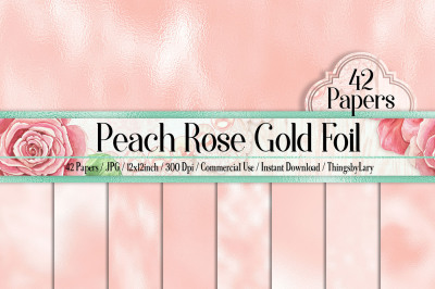 42 Peach Rose Gold Foil Texture Papers