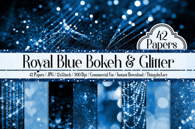 42 Royal Blue Luxury Bokeh and Glitter Papers