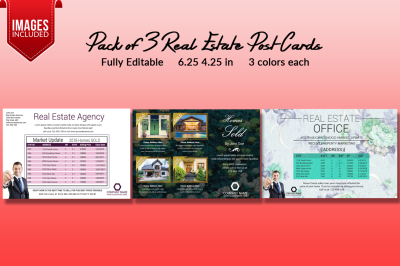 Pack of 3 Real Estate Post Cards