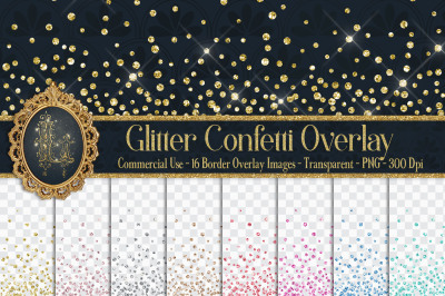 16 Glitter Confetti Border Overlay Papers