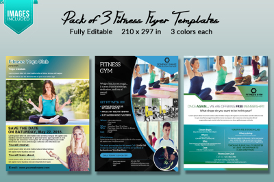 Pack of 3 Fitness Flyer Templates