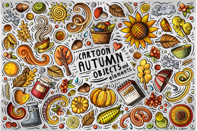 Autumn Cartoon Objects Set