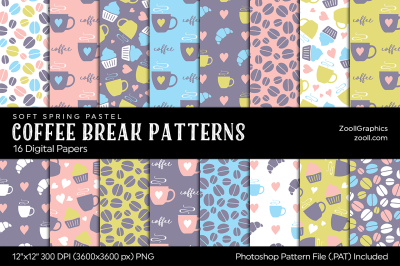 Coffee Break Digital Papers Soft Spring Pastel