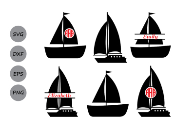 Boat SVG cut files&2C; Sailboat monogram svg&2C; sailboat svg&2C; boat monogram