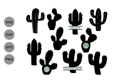 Cactus svg&2C; Cactus Monogram Svg&2C; cactus silhouette&2C; cactus cutfiles.