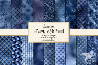 Navy Blue Mermaid Patterns