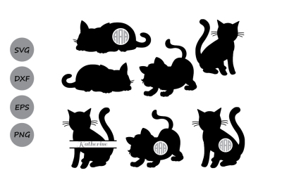 Cat SVG cutting files, cat monogram svg, Kitty Svg, Kitten svg.