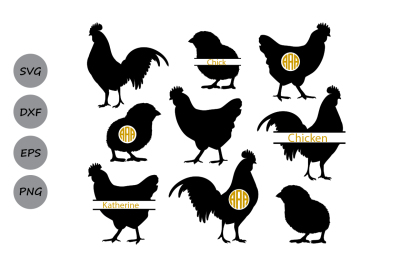 Chicken SVG, Chicken Monogram Svg, Rooster Svg, Hen Svg, farm svg.