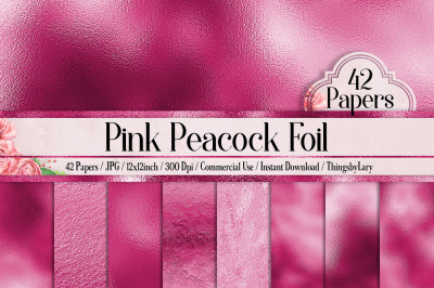 42 Pink Peacock Luxury Metallic Foil Texture Papers