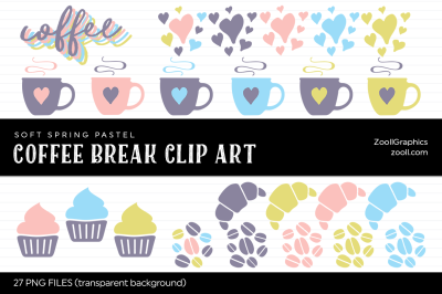 Coffee Break Soft Spring Pastel Clip Art