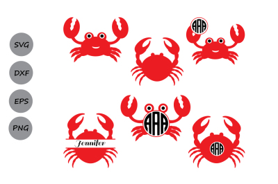 Crab Svg&2C; Crab monogram svg&2C; Sea animals svg&2C; Nautical svg&2C; Svg&2C; Dxf.