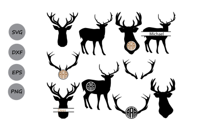 Deer Silhouettes SVG&2C; Deer SVG&2C; Deer SVG Cutting Files&2C; Deer Monogram
