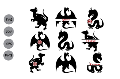 Dragon svg, Dragon monogram svg, Dragon clipart, Dragon Silhouette Svg