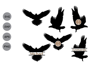Eagle SVG, eagle monogram frames svg, eagle silhouette, eagle cut file