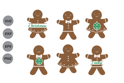 Gingerbread Man SVG&2C; Christmas SVG&2C; Gingerbread Monogram svg&2C; Svg&2C; Dxf