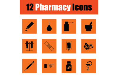 Set of twelve pharmacy icons