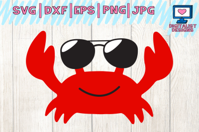 crab svg, summer svg, beach svg, sunglasses svg, nautical svg, crab ve