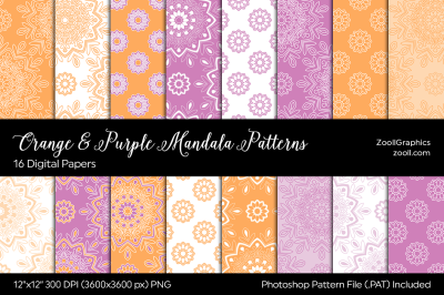 Orange & Purple Mandala Digital Papers