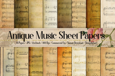 16 Antique Music Sheet Papers