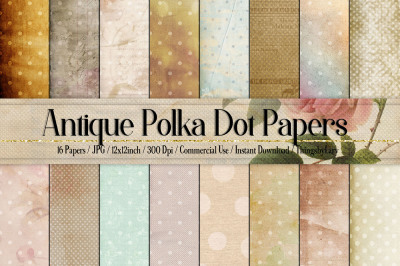 16 Antique Polka Dot Papers