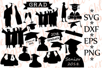 Graduation Silhouette Svg,Graduation cut file,Class of 2018